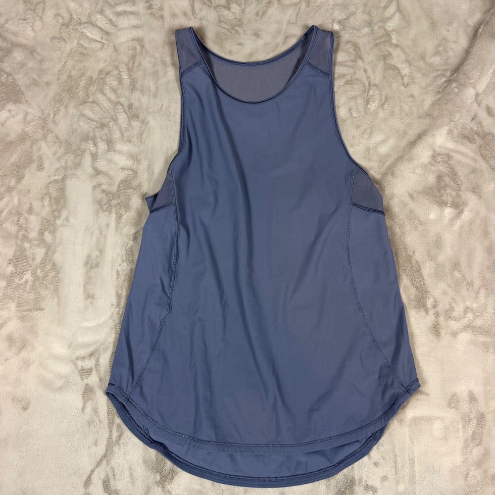 Lululemon Sculpt Tank Top Blue Gray Mesh Back Activewear Size 2